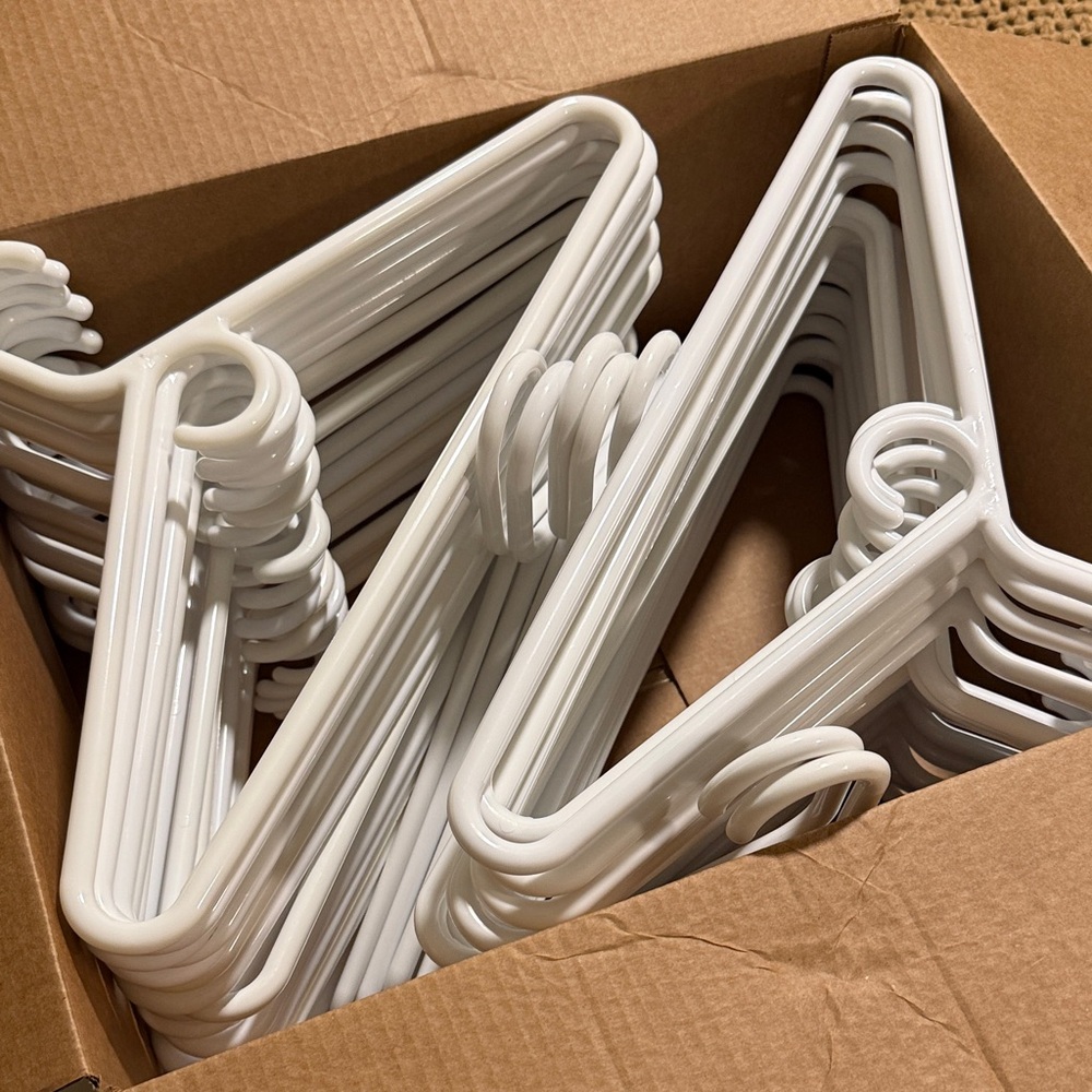 White Plastic Heavy Duty Hangers Set of 50